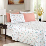 Elegant Comfort Softest and Coziest 4-Piece Sheet Set - 1500 Premium Hotel Quality Microfiber - Deep Pocket, Wrinkle Resistant 4-Piece Floral Bed Sheet Set, Twin XL, Celia Pink Elegant Comfort