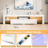 VINGLI LED TV Stand, 71'' Modern Entertainment Center with LED Lights and Storage for 65/70/75/85 Inch TV (White, 71'' x 14'' x 18'') VINGLI