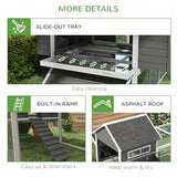 PawHut 137" Wooden Chicken Coop for 8-10 Chickens, Large Chicken House, Poultry Hen Cage with Nesting Box and Run for Backyard, Gray PawHut