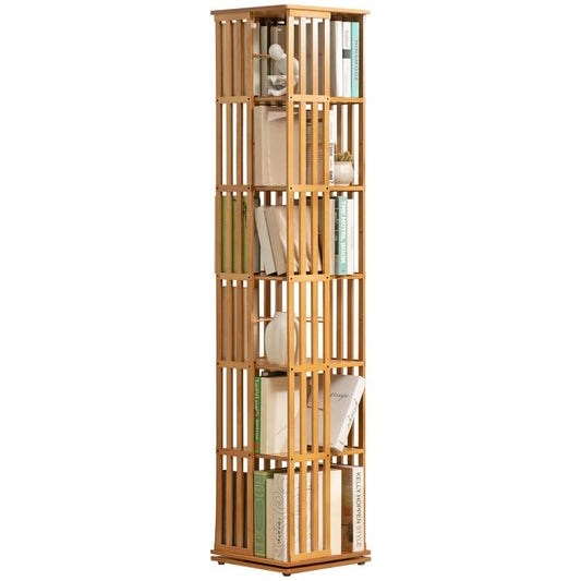 Bamboo 360° Rotating Bookshelf – Stylish Storage Rack for Home and Office - WoodArtSupply