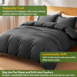 MR&HM Silky Cooling Duvet Cover King for Hot Sleepers 106"x90", Breathable & Moisture-Wicking Comforter Cover, 3 Pieces Ultra-Soft Bedding Duvet Cover Set with Zipper Closure (Dark Grey) MR&HM