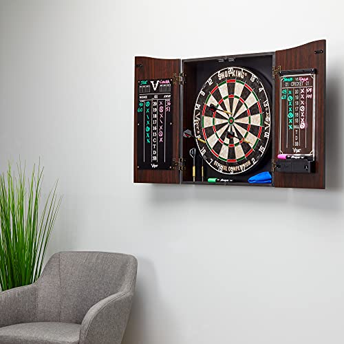 Viper by GLD Products Vault Deluxe Dartboard Cabinet with Shot King Sisal Dartboard and Illumiscore Scoreboard, Wood Viper