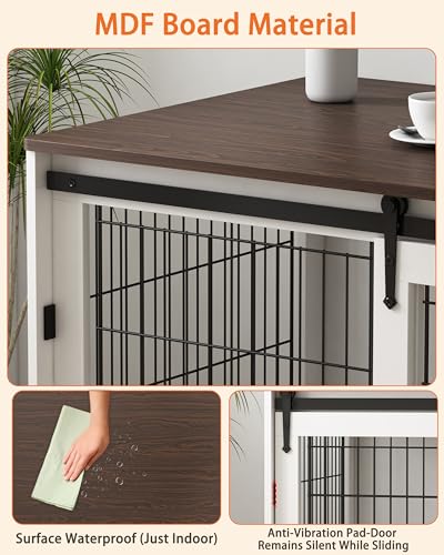 Piskyet Dog Crate Furniture Barn Door Dog Crate for Large Dogs Up to 60 lbs,Sliding Door Dog Crate Modern Decorative End Side Table Nightstand Piskyet