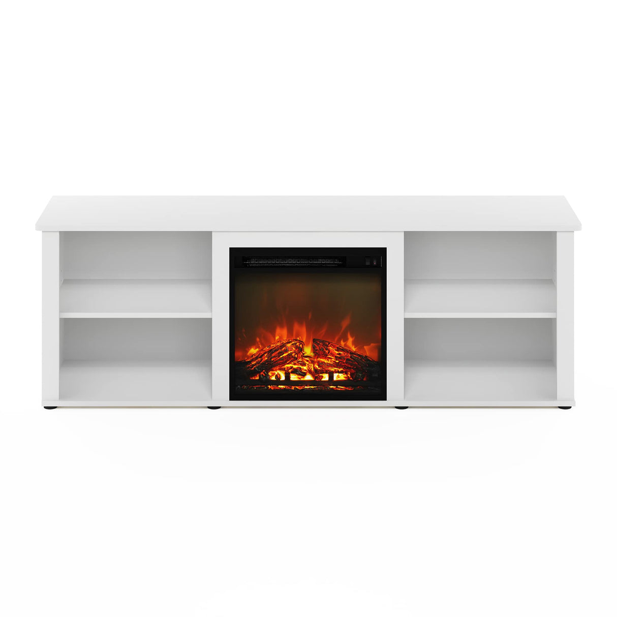 Furinno Classic 70 Inch TV Stand with Fireplace, Solid White Furinno