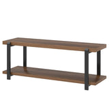 FOLUBAN Entryway Bench with Shoe Storage, Modern End of Bed Bench, Wood and Metal Entry Bench for Hallway Front Door Entrance, Industrial Indoor Bench for Bedroom Living Room, Rustic Walnut, 47 Inch FOLUBAN