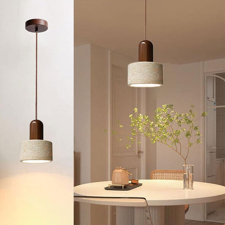 OROILUPU Modern Simple Brass Stone Pendant Lights Dining Room Kitchens Island Hanging Lights Wabi Sabi Style Solid Wood Bedside Light Fixture for Farmhouse Over Sink(Wire Adjustable) Type D OROILUPU