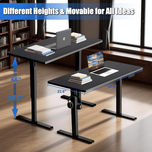 Whole Piece Standing Desk with Wheels Adjustable Height- Mobile Stand up Desk with Lockable Casters, Portable Sit Stand Desks Electric for Home & Office Workstation iWkstation