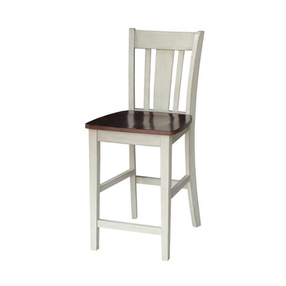 International Concepts San Remo Stool Barstool, Antiqued Almond/Espresso - WoodArtSupply