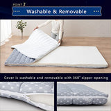 EMOOR Foldable Hybrid Futon Mattress, High-Resilience Urethane Foam 150N with Washable Padded Cover, Twin, Tatami Floor Sleeping Mat Pad Topper, Gray EMOOR