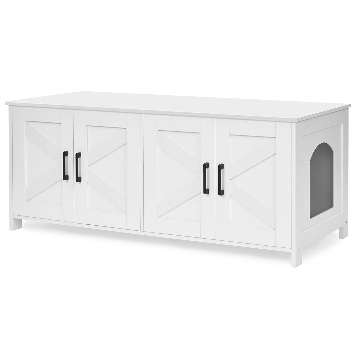 Homhedy Cat Litter Box Enclosure For 2 cats, Litter Box Furniture Hidden with Double Room,Wooden Cat Washroom Furniture,Cat House,47.2”L x 19.7”W x 19.7”H,White Homhedy