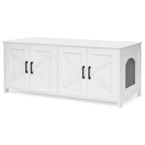 Homhedy Cat Litter Box Enclosure For 2 cats, Litter Box Furniture Hidden with Double Room,Wooden Cat Washroom Furniture,Cat House,47.2”L x 19.7”W x 19.7”H,White Homhedy