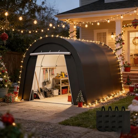 Kiss the Water Heavy Duty Carport with 4 Cloth Bags, All-Weather Car Canopy with 2 Roll-up Doors, Portable Garage Storage Shelter Shed for Cars, Truck, or Garden Tools, 10' x 15' Kiss the Water