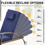 Mvpipi Outdoor Chaise Lounge Chairs Set of 2 with Wheels & Adjustable Backrest, Pool Lounge Chairs Set of 2 with Cushions, Wicker Poolside Lounge Chairs for Patio Deck Backyard, Blue