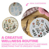 CRAFT CLUB Wildflower Embroidery Kit | DIY Cross Stitch Kit with Bamboo Hoop & Embroidery Thread | Complete Arts & Crafts Supplies Gift Set for Beginners | Home Décor & Room Craft Kit