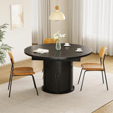 CABZOON 47-63in Extendable Round Dining Table for 4-8 Modern Round Kitchen Table Circle Dining Table with 2-Tier Storage Shelf, Space Saving Expandable Wood Oval for Living Room Walnut Black CABZOON