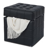 aoohxzr 17" Square Storage Ottoman Bench,Wooden Frame Loads,Flip-top Design,12.2 Gallons,Entryway Bedroom Living Room Foot Stool,Synthetic Leather with Stitching,Light Luxury Modern Style,Ferrous aoohxzr