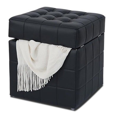 aoohxzr 17" Square Storage Ottoman Bench,Wooden Frame Loads,Flip-top Design,12.2 Gallons,Entryway Bedroom Living Room Foot Stool,Synthetic Leather with Stitching,Light Luxury Modern Style,Ferrous