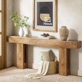 IGERI 70 inch Long Console Table for Entryway - Wood Farmhouse Sofa Tables Behind Couch for Living Room Rustic 10 inch Deep Hallway Entry Way Table Home Decor IGERI