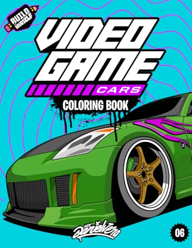 Video Game Cars Coloring Book: Fun automotive adventure with 50 coloring pages for kids & teens Ages 6-18 WoodArtSupply