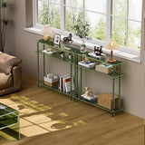 Dewrhiixe Acrylic Console Table Narrow, 3 Tier Long Entryway Table with Storage, Mid-Century Modern Sofa Table Entry Table for Living Room, Hallway (Green, 39.4“×9.4”×35.4“) Dewrhiixe