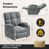 AMADA HOMEFURNISHING Power Recliner Chair for Adults, One-Touch Synchronized Electric Recliner with USB Ports, Cup Holder & Side Pockets, Thick Seat Cushion, Chenille, Living Room & Bedroom