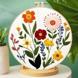 Zhenqing Flower Embroidery Kit for Beginners, Floral Hand Embroidery Starter Kit with Pattern, Wildflower Needlework Craft Set with Cotton Fabric, Hoop, Threads, Needles and Embroidery Tools (C0125)
