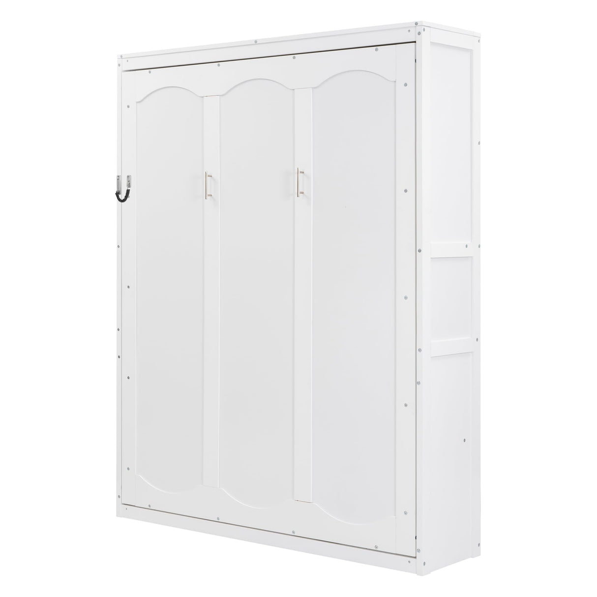 Merax Queen Size Murphy Bed, Wood Queen Murphy Cabinet Bed with Shelves, for Home Office or Small Room, White Merax