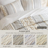 INK+IVY Imani 100% Cotton Duvet Mid Century Modern Design, All Season Comforter Cover Bedding Set, Matching Shams, Full/Queen, Ivory Chenille Tufted Accent 3 Piece INK+IVY