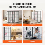 VEVOR Room Divider, 6 Panel Japanese Room Divider Screen, Wood Folding Privacy Screen Indoor, Japanese Partition Portable Decoration Dividers, for Room Separation Home Office Restaurant & Bedroom VEVOR