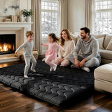 COZYFUZY Japanese Floor Mattress Futon - 3.5" Extra Firm Foldable Tatami Mat, 5-Layer Support with High-Density Foam Portable Floor Bed for Guest, Dorm, Kids Room & Camping Black Twin COZYFUZY