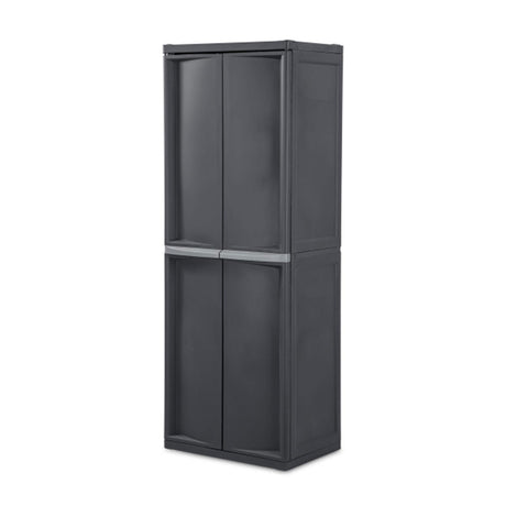 Sterilite 2-Pack Storage Cabinet, Garage, Pantry & Kitchen Closet, 4 Shelves, Gray Sterilite