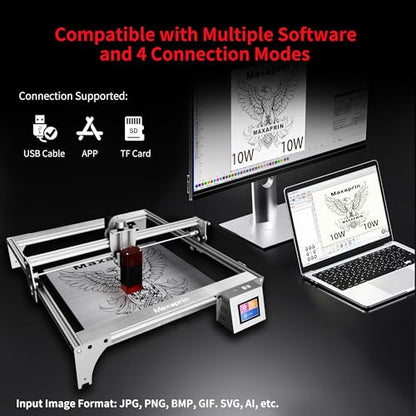 Maxaprin 10W Laser Engraving Machine,70W DIY Laser Cutter and Laser Engraver Machine,0.06mm Laser Spot 10000mm/min, Offline Usage CNC Laser Engravers for Wood Metal Cutting Engraving Machine - WoodArtSupply