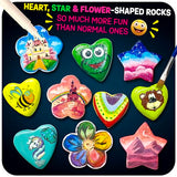 Heart, Flower & Star-Shaped Rocks - Glow in The Dark Rock Painting Kit for Kids - Arts & Crafts for Kids Ages 6-12 – Unique Girl Gift Kits Art Toys Birthday Gifts for 6 7 8 9 10 11 12 Year Old Girls THE SCHOLAR ANT