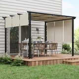 Outsunny 10' x 12' Retractable Pergola Canopy, Metal Pergola Outdoor Sun Shade Shelter for Porch, Patio, Backyard, Deck, Beige Outsunny