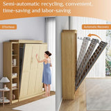 Rophefx Queen Murphy Bed Cabinet with 5-Tier Adjustable Storage Shelves, Wood Queen Wall Bed Cabinet Bed, Space Saving Beds, Hidden Bedframe, Foldable Platform Beds for Guest Room, Natural Wood Color Rophefx