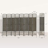 HOMCOM 8 Panel Room Divider, Folding Privacy Screen, 5.6' Room Separator, Wave Fiber Freestanding Partition Wall Divider, Dark Gray HOMCOM