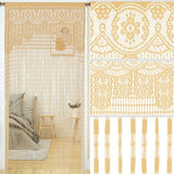 YaoYue Macrame Lace Door String Curtain for Doorways,Room Divider Doorway Hippie Window Panel Room Divider Wall Closet Curtains for Bedroom Closet Door Drapes (35×79in/90×200cm,Champagne) YaoYue
