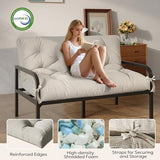 Furnify 6" Futon Mattress Queen Size, Futons Sofa Couch Bed with Straps, Thick Corduroy Fabric Floor Mattress for Adults, Foldable Mattress with Shredded Foam Filling (Frame Not Included), Beige Furnify