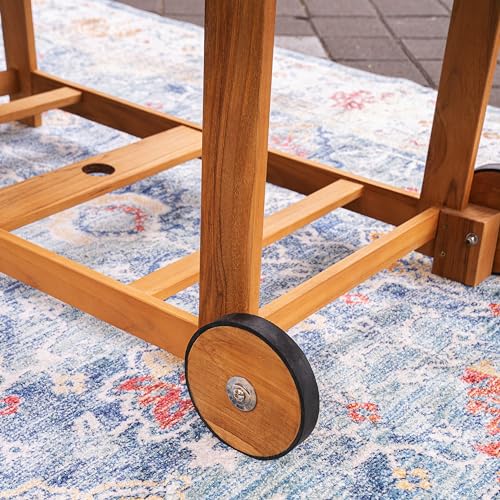 Cambridge Casual Miami Teak Wood Patio Dining Set with Cast Shale Cushion, Natural Teak/Cast Shale Cambridge Casual