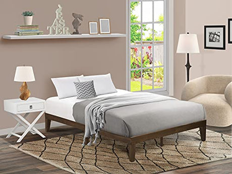 East West Furniture DNP-22-Q Walnut Queen Platform Bed Frame with Solid Wood Legs East West Furniture