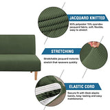 H.VERSAILTEX Armless Futon Cover Stretch Sofa Bed Slipcover Protector Elastic Feature Rich Textured High Spandex Small Checks Jacquard Fabric Futon Cover, Machine Washable, Bronze Green H.VERSAILTEX