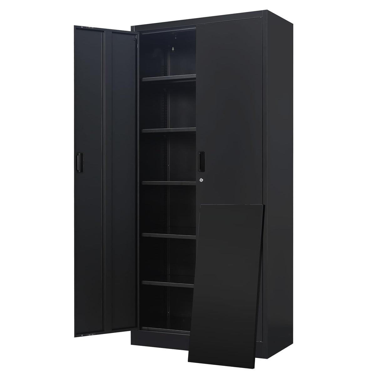 Metal Garage Storage Cabinets，71” Tall Metal File Cabinet with 5 Adjustable Shelves, Lockable Storage Cabinets for Office, Home, Garage, Warehouse 71" H x 31.5" W x 15.8" D (Black) TaskStorz