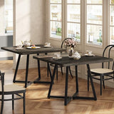Tribesigns Square Dining Table Set of 4, 31.5" Farmhouse Dinner Table with Metal Base, Wood Kitchen Table for Dining Room, Small Space, Apartment, Rustic Brown & Black Tribesigns