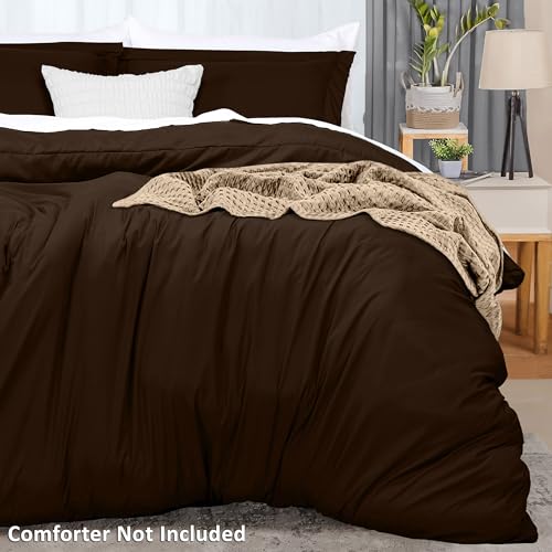 Utopia Bedding Duvet Cover Queen Size - 3 Piece with Zipper Closure - 1 Comforter Cover 90X90 Inches & 2 Pillow Shams 20X26 Inches (Brown) Comforter Not Included Utopia Bedding
