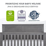 Evolur Belmar Flat 5-in-1 Convertible Crib in Rustic Grey, Features 3 Mattress Height Settings, Greenguard Gold Certified, Made of Kiln-Dried Hardwood Evolur