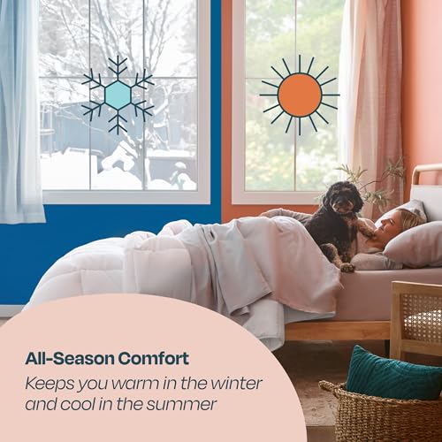 Linenspa White Down Alternative Comforter and Duvet Insert, for Full Size Bed – All-Season Comforter with Box Stitch and 8 Duvet Loops – Bedding for Kids, Teens, and Adults Linenspa