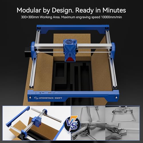 ATOMSTACK Swift 7W Laser Engraver, Swift 7W Laser Cutter, 0.06mm High Accuracy Laser Engraving Machine for Wood and Metal, Dark Acrylic, Glass, Leather Blue ATOMSTACK
