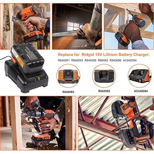 18V R86092 Fast Charger Lithium Battery Charger for RIDGID Tools 18V Battery R840083, R840085, R840086, R840087, AC840085, AC840086, AC840087P AC840089 etc. - WoodArtSupply