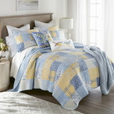 Donna Sharp Spring Flowers Summer Cotton Pieced Quilted Bedding Set - 3-Piece Queen Size Quilt Set - Includes 1 Quilt and 2 Pillow Shams - Machine Washable - Traditional Floral Design Donna Sharp
