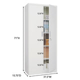 CJF Metal Storage Cabinets with Adjustable Shelves, Locking Storage Cabinet for Garage, Office, School - White CJF